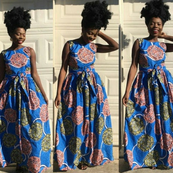 open back african print dresses